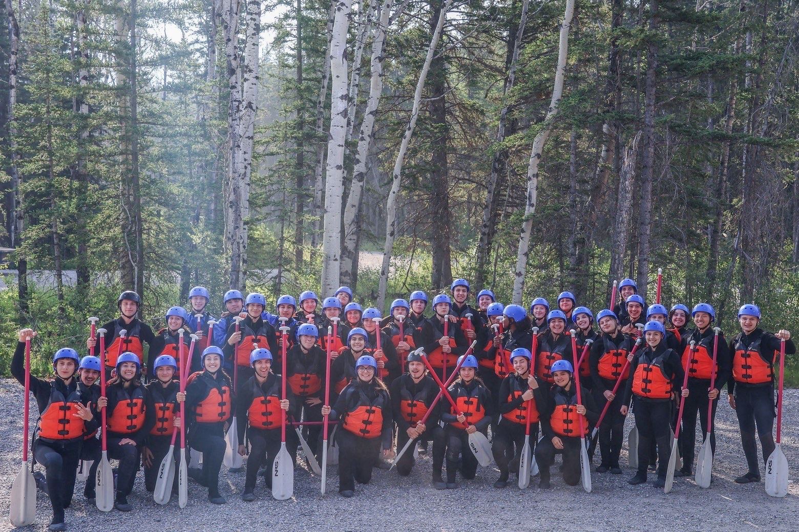 Grand groupe de rafting